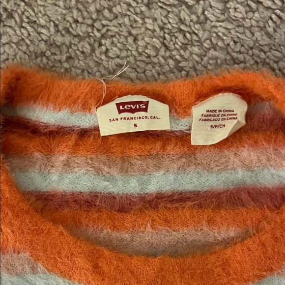 Stripe Levi’s Orange and Cream Women's Sweater - Picture 2 of 6